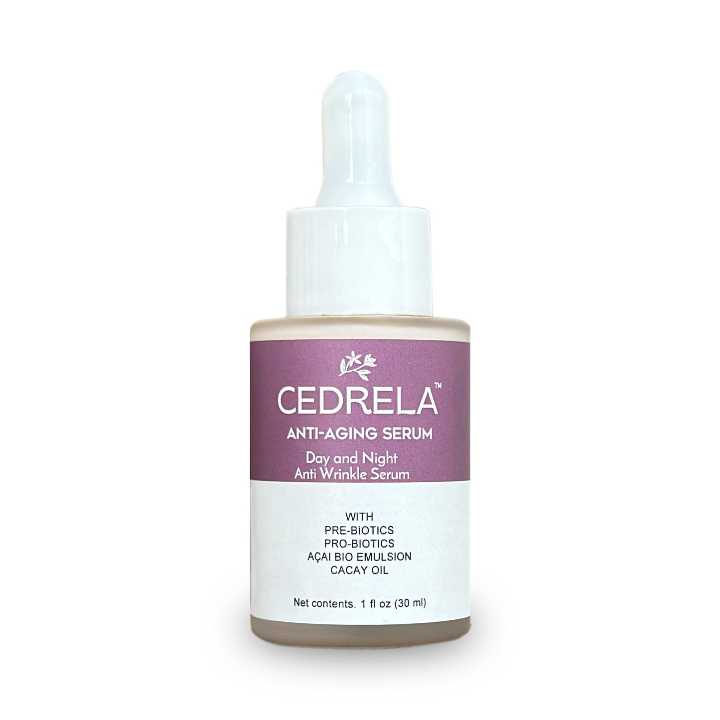 Cedrela Suero Anti-envejecimiento Día Noche Anti-arrugas Postbióticos Acai Bio Emulsión Aceite de Cacay Rellena la Piel Antioxidante Vegano Sin Parabenos 1 oz Suero antiedad Probióticos