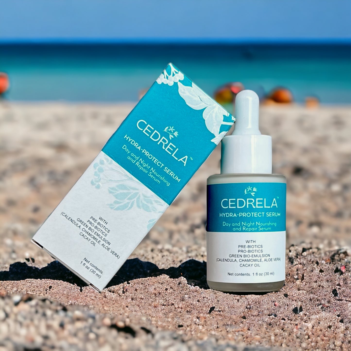 Cedrela Hydra-protect serum Day Night Nourishing Repair Postbiotics Bioemulsion Caléndula Manzanilla Aloe Vera Aceite de Cacay Vegano Totalmente natural 1 fl oz Suero hidratante probioticos